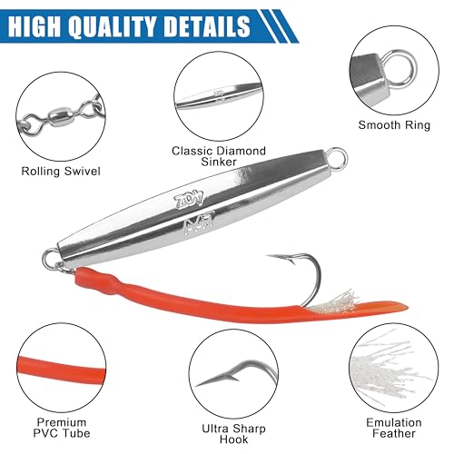Diamond Jigs Saltwater Fishing Lures (Red-1pc / 3oz)