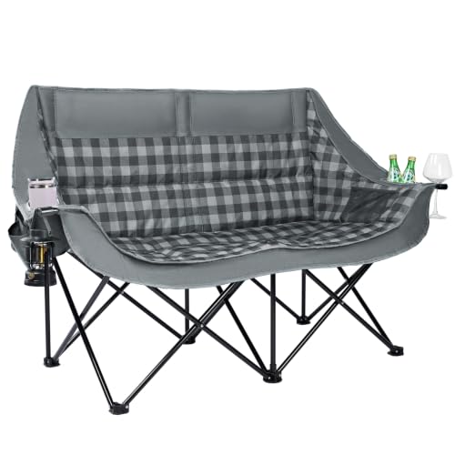 Double Camping Chair 2 Person Loveseat (Loveseat Plaid)