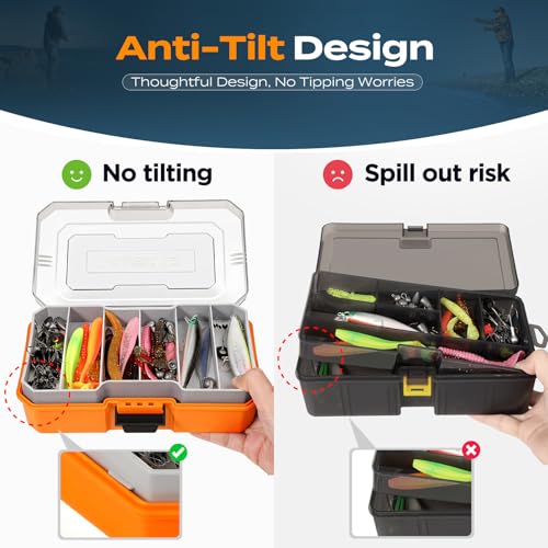 Fishing Lures Tackle Box Gear Kit with Tackle Included (Orange 373 PCS Lures Box)