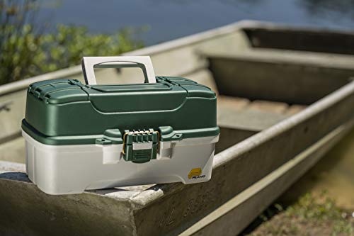 3 Tray Tackle Box with Dual Top Access (Dark Green Metallic/ Off White / One Size / Three-Tray)