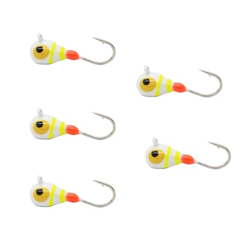Tungsten Ice Fishing Jig Set (Chart Candy Stripe Glow / 4MM, 1/25 OZ)