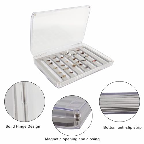 Deep Clear Fly Fishing Box Magnetic Closure Fly Tackle Organizer (H055LA-8.94 × 5.71 × 1.14 inch)