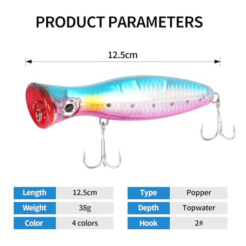 Large Top Water Popper Lure (Pink Purple)