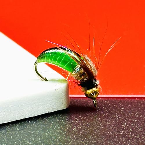 10Pc Wet Flies Bait Fly Fishing Flies for Bass Trout Pike Salmon Brass Head Caddis Nymph Handmade Fishing Bait Artificial Insect Fishing Lure