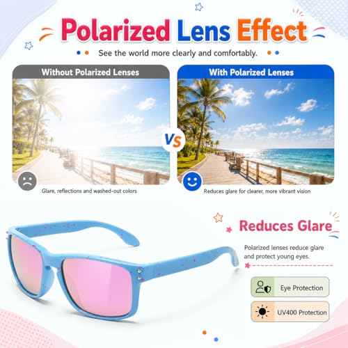 3 Pack Kids Sunglasses Polarized UV Protection Shades for Boys and Girls (A03-blackblue+bluepink+blackpurple)