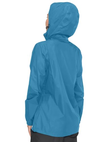 Women's Packable Waterproof Rain Jacket Teal Blue XL (X-Large / Teal Blue)