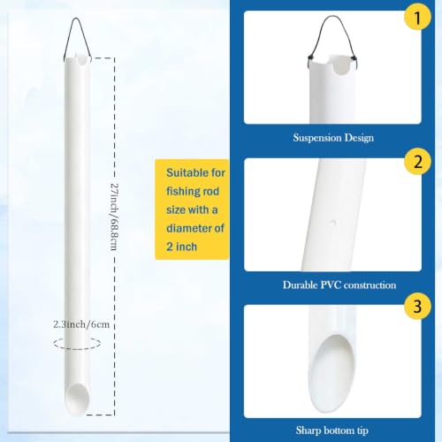 4 Pack 27in Tubular Sand Spikes for Surf Fishing PVC Surf Shore and Beach Fishing Rod Holder Sand Spike for Beaches (White / 27in Grooves)