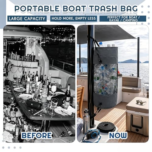 Boat Trash Bag Garbage Can Collapsible Mesh Trash Container (Dark Grey / Classic Style)