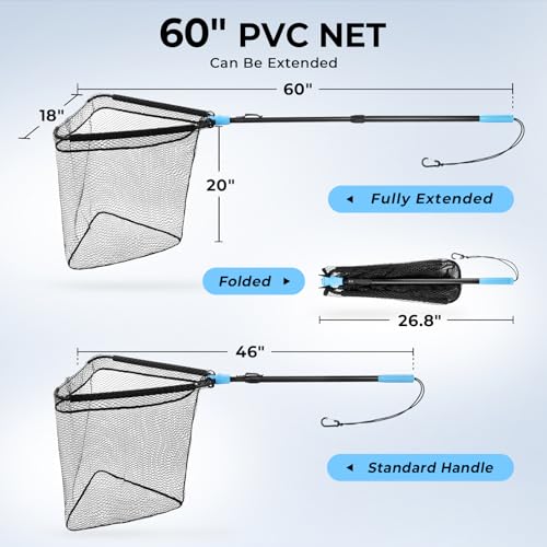Triangle Fishing Net with Non (60" Full - Floating Net (Telescopic Pole))