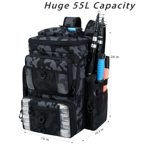 Fishing Tackle Backpack (Camouflage Black)