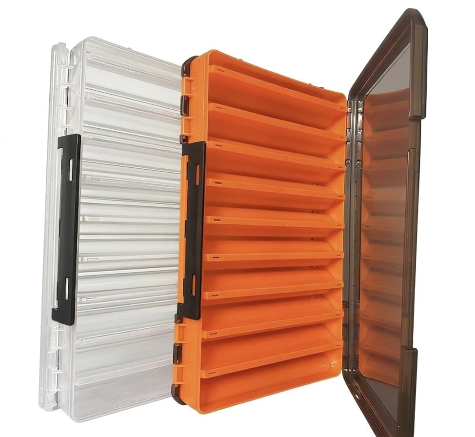 Large Fishing Lure Box Organizer (Orange and White)