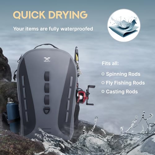 Waterproof Fishing Backpack G2 with Rod Holder (Gray / G2 Backpack)