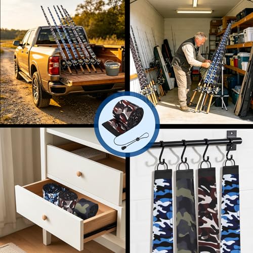 Neoprene Fishing Rod Sleeve Rod Socks for Fishing Poles Protector Storage for Spinning Fishing Rod Casting Rod (60“ / 2Pcs-Gray Red Camo)