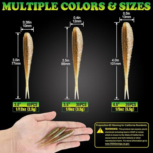 Soft Plastic Baits Forked Tail Fishing Soft Bait for Bass Walleye Trout Crappie Lures Brown Magic (Brown Magic / 4in-20pcs)