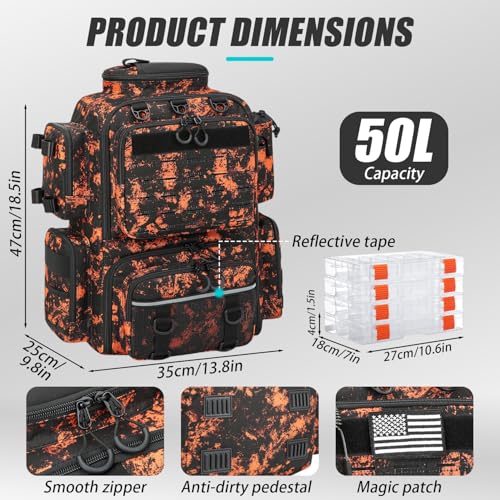 Tactical Fishing Backpack with 4 Tackle Boxes (Mars CM)