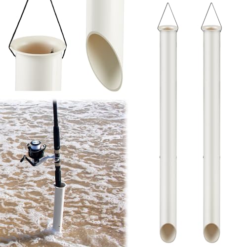 2 Pcs Tubular Sand Spikes for Surf Fishing PVC Surf Shore and Beach Fishing Rod Holder Sand Spike for Beaches (27 Inch)
