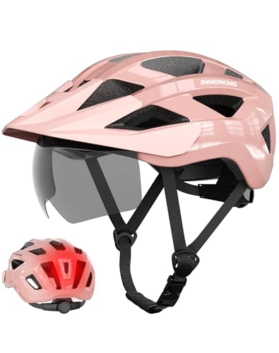Adult Bike Helmet Rear Light & OTG Magnetic Goggles for Men Women
