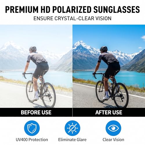 Polarized Sports Sunglasses for Men Women with UV400 Protection for Baseball Cycling Running Driving TR90 Frame (Grey Frame - Silver Mirror Lens)