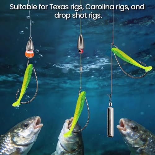 50/100/120pcs EWG Hooks, Worm Hook for Texas Rig Bass Fishing (Black / 2/0_100pcs)