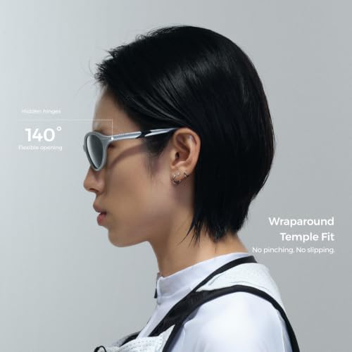 Cat Eye Polarized Wrap Around Sports Sunglasses for Men Women UV400 Protection Running Cycling Mountain Bike Baseball Sun Glasses (Matte Silver 1009)