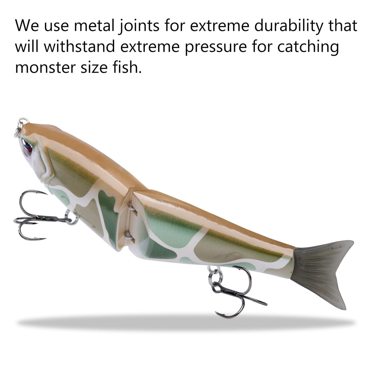 SwimShad Glide Baits Jointed Swimbait Bass Pike Salmon Trout Muskie Fishing Lure (Brown Color Block Camo / 4.5in/0.65oz)