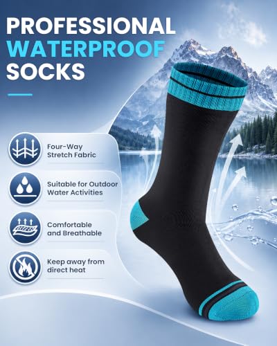 Waterproof Socks for Men (Medium / Black/Blue)