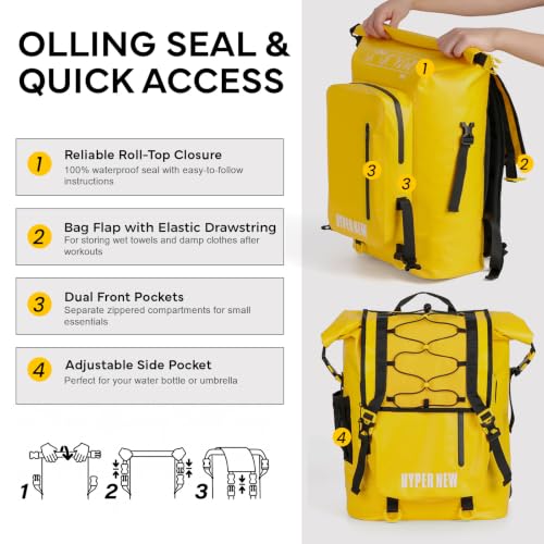 Waterproof Dry Bag Backpack 30L (Yellow)