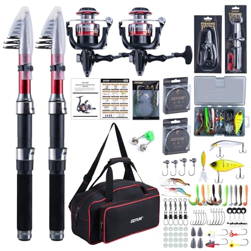 2 Pack Fishing Rod and Reel Combo with Carrier Bag