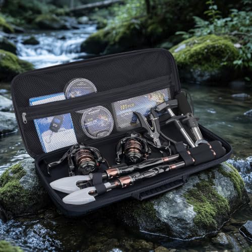 2PCS Fishing Pole Combo Telescopic Spinning Fishing Rod and Reel Combo