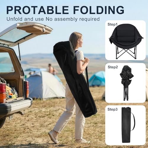 Oversized Camping Chair for Adults (Black)