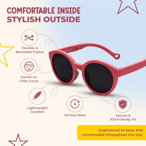 Kids Polarized Sunglasses for Boys & Girls (D.pink)