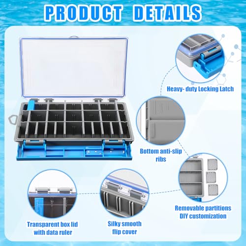 6 Pack 3600 Fishing Tackle Boxes Waterproof (Blue / 3600)