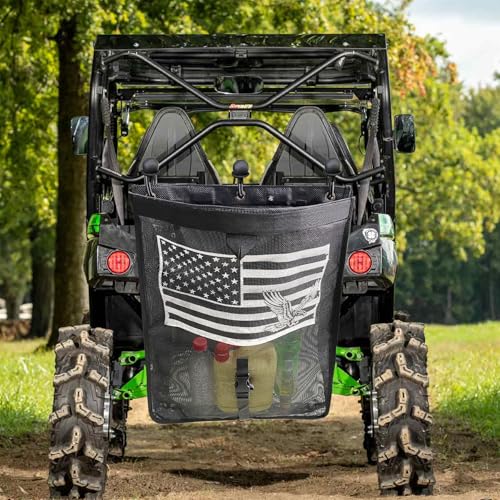Universal ATV UTV Trash Sack Storage Bag Trash Sack Mesh Large Trash Bag Boat Trash Bag Portable Boat Trash Can Sandbar RV or Camping (American Flag)
