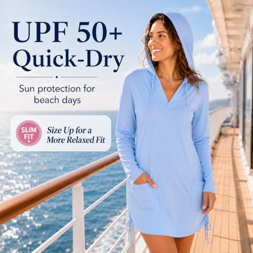 Women's UPF 50+ Dress with Hood (Sky / Medium)