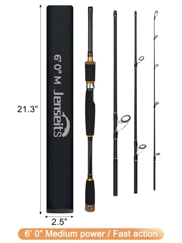 6Ft 4 Piece Travel Spinning Rod (6'0"-Medium-Fast-4pcs)
