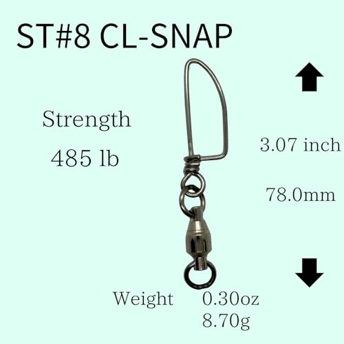 Ball Bearing Swivels with Coastlock Snap Fishing Swivel Made in Japan (#8 (485lb) 8pcs)