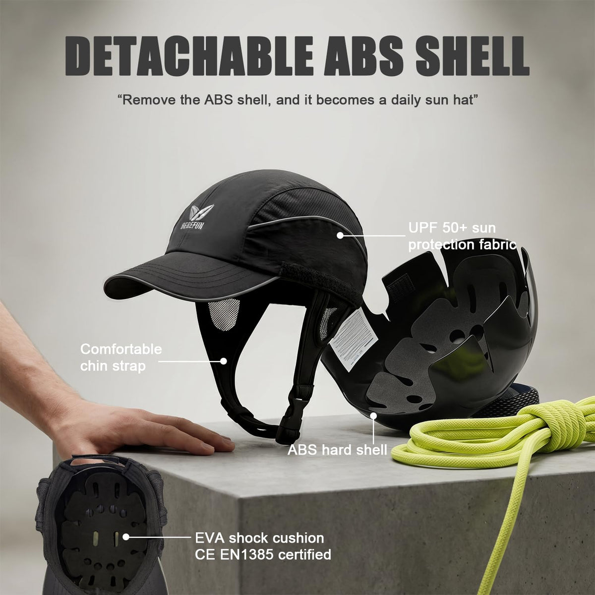 Surf Helmet Hat (Black / Large)