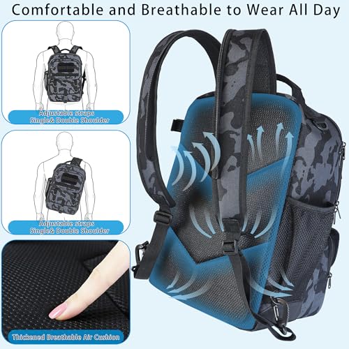 Fishing Backpack with Tackle Boxes (Camouflage Black)