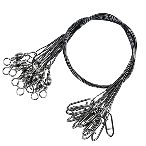 Steel Wire Fishing Leader Lure Stainless Snap Fishing Leaders Freshwater Saltwater Swivel Leader Wire Strong Black Nickel #6 70lb 11.8in 30pcs (Black / Size #6 (11.8in-70lb) 30pcs)