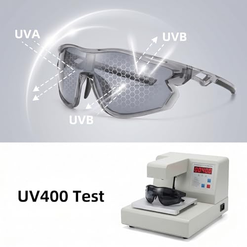 Polarized Sports Sunglasses for Men Women with UV400 Protection for Baseball Cycling Running Driving TR90 Frame (Grey Frame - Silver Mirror Lens)